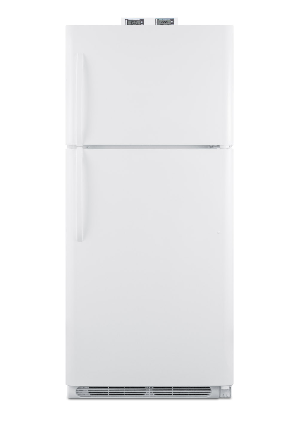 21 cu.ft. break room refrigerator-freezer in white with NIST calibrated alarm/thermometers